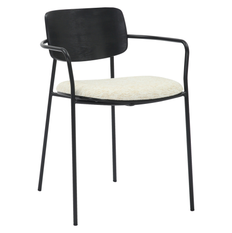 Interior - DINING CHAIR VIKKI HM9980.02 METAL and PLYWOOD IN BLACK-ECRU FABRIC 54x54x75,5Hcm.