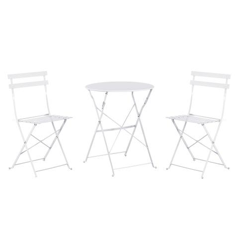 Seturi mese dining - DINING SET 3PCS FOLDABLE SOPHIE HM21118.01 METALLIC IN WHITE COLOR