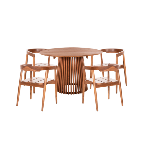 Interior - DINING SET 5PCS ADONIS HM21074.03 ROUND TABLE Φ120cm. and 4 DINING CHAIRS