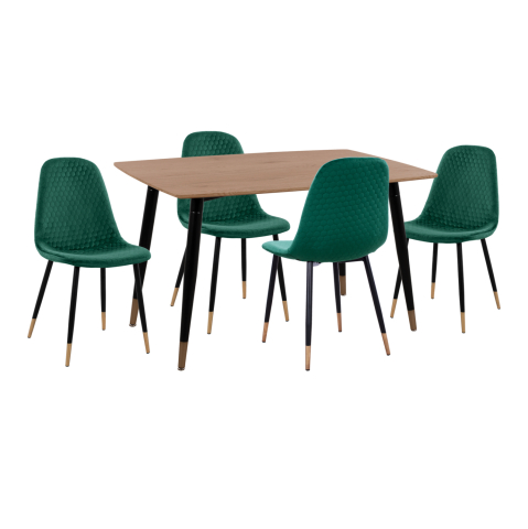 Seturi de sufragerie - DINING SET 5PCS ALIZA HM11196.03 MDF TOP--VELVET IN CYPRESS GREEN and METAL IN BLACK