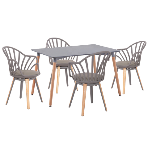 Seturi de sufragerie - DINING SET 5PCS ANAIS HM21176 MDF TOP IN GREY--P.P. and PU IN GREY