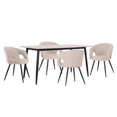 Interior - DINING SET 5PCS CORNEL HM10954.02 WHITE MARBLE TOP--BEIGE FABRIC