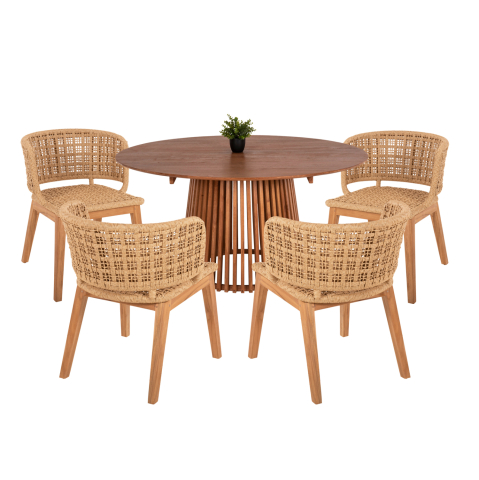 Interior - DINING SET 5PCS FARLEY HM21076.02 ROUND TABLE Φ150cm. and 4 DINING CHAIRS