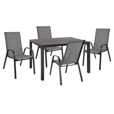Seturi mese dining - DINING SET 5PCS HM10525-ALUMINUM TABLE IN DARK GREY 120Χ80Χ75.5H and 4 CHAIRS IN GREY