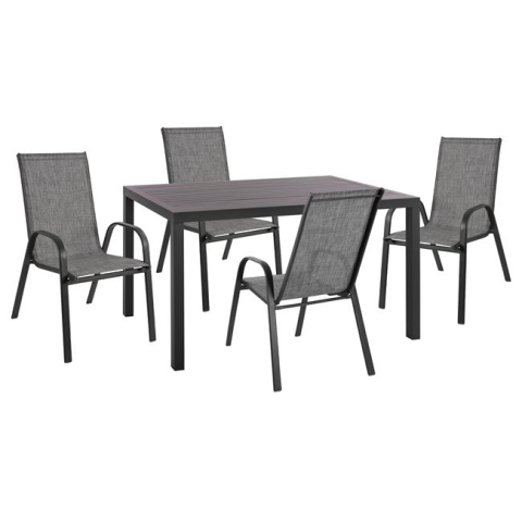 Seturi mese dining - DINING SET 5PCS HM10531-ALUMINUM TABLE 140Χ80Χ75.5H and 4 CHAIRS METALLIC IN GREY