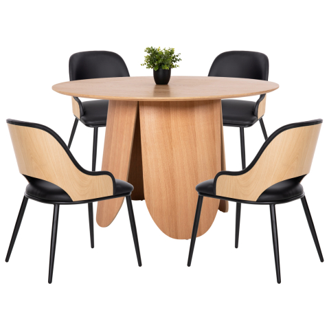 Seturi de sufragerie - DINING SET 5PCS HM11971 TABLE DENTY and 4 CHAIRS DELF(OAK-BLACK)