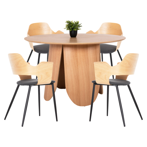 Seturi de sufragerie - DINING SET 5PCS HM11972 TABLE DENTY and 4 CHAIRS VELP (OAK-GREY)