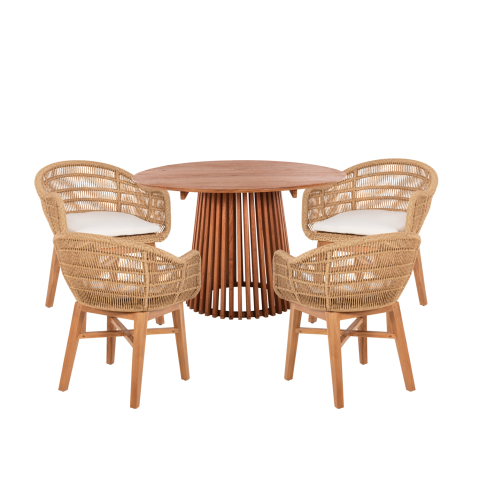 Interior - DINING SET 5PCS LAMORA HM21074.02 ROUND TABLE Φ120cm. and 4 DINING CHAIRS