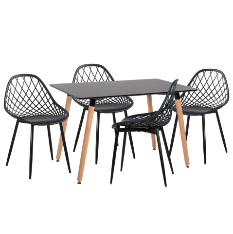 Seturi de sufragerie - DINING SET 5PCS LIO HM21175 MDF TOP and POLYPROPYLENE IN BLACK