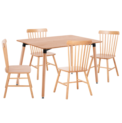 Seturi de sufragerie - DINING SET 5PCS LUCIEN HM21183 MDF TOP and BEECH WOOD IN NATURAL COLOR