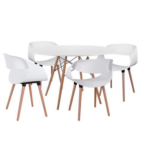 Seturi de sufragerie - DINING SET 5PCS MAGGIE HM21186 MDF TOP and POLYPROPYLENE IN WHITE COLOR