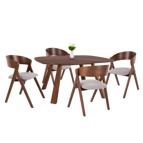 Seturi de sufragerie - DINING SET 5PCS NEKKER HM21340.01 SQUARE TABLE MADE OF MDF--CHAIRS MADE OF RUBBERWOOD and FABRIC