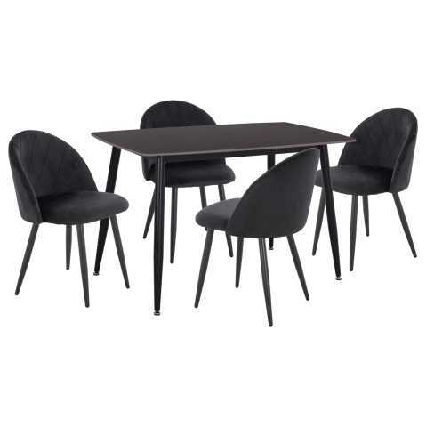 Seturi de sufragerie - DINING SET 5PCS ODED HM10946.14 CERAMIC TOP-VELVET-METAL--BLACK COLOR
