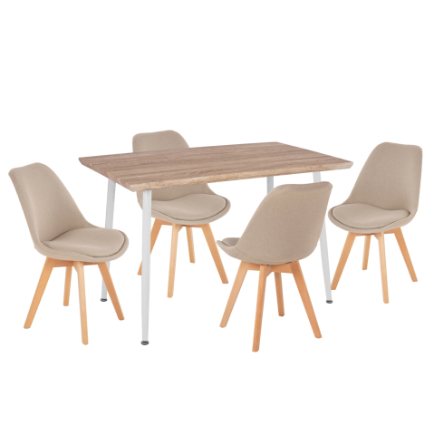 Interior - DINING SET 5PCS PALOMA HM10382 MDF TOP IN SONAMA--DINING CHAIRS IN BEIGE