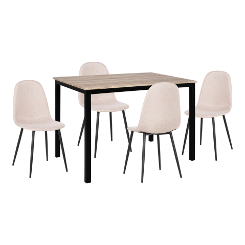Interior - DINING SET 5PCS PANYA HM21114 TABLE and 4 CHAIRS WITH BEIGE FABRIC