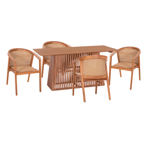Interior - DINING SET 5PCS RENLY HM21078.02 RECTANGULAR TABLE and 4 DINING CHAIRS