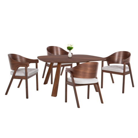 Seturi de sufragerie - DINING SET 5PCS RINER HM21340 SQUARE TABLE MADE OF MDF--CHAIRS MADE OF RUBBERWOOD and FABRIC