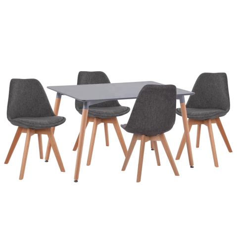 Seturi de sufragerie - DINING SET 5PCS VEGAS HM21177 MDF TOP IN GREY--FABRIC IN GREY