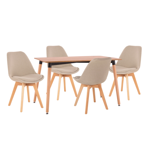 Seturi de sufragerie - DINING SET 5PCS VEGAS HM21180 MDF TOP IN NATURAL--FABRIC IN BEIGE