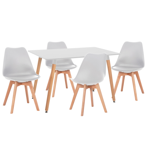 Seturi de sufragerie - DINING SET 5PCS VEGAS HM21184 MDF TOP IN WHITE--BEECH LEGS
