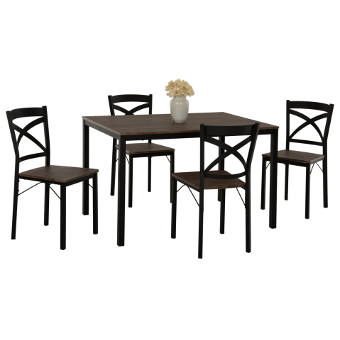 Interior - DINING SET GOOSE 5PCS HM9530.01 MDF IN WALNUT-METAL IN BLACK 120x80x75Hcm.
