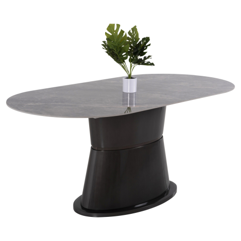 Mese - DINING TABLE BENT HM9773.01 CERAMIC IN GREY MARBLE-MDF BASE IN ANTHRACITE 180x90x76Hcm.