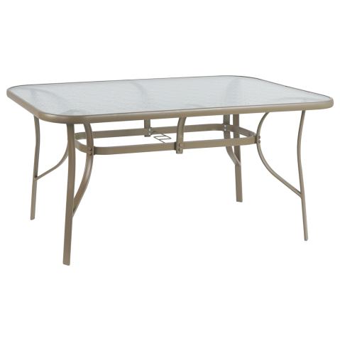 Mese - DINING TABLE BRUNO HM5145.04 METAL IN CHAMPAGNE COLOR-TEMPERED GLASS 150Χ90Χ72Hcm.