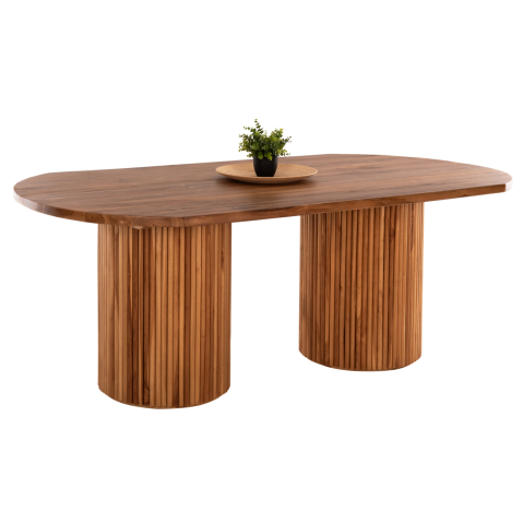 Interior - DINING TABLE DREMA HM9893 SOLID TEAK WOOD 200Χ110Χ77.5Hcm. 4cm.TABLETOP THICKNESS