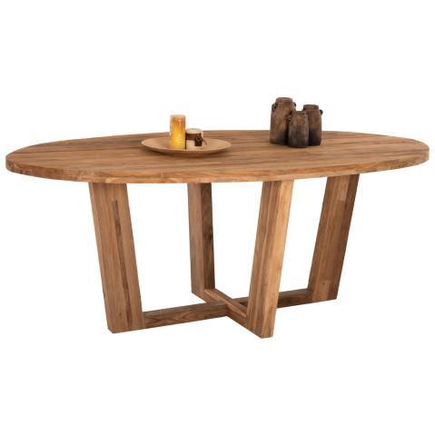 Mese - DINING TABLE IN OVAL SHAPE HM9558 RECYCLED TEAK WOOD 209x109x80Hcm.