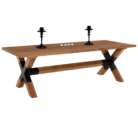 Mese - DINING TABLE KATTE HM9557 SOLID RECYCLED TEAK WOOD-LEGS WITH METAL 250x100x78Hcm.
