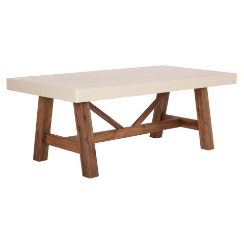 Mese - DINING TABLE MAEVE HM6575.02 BEIGE FIBER CEMENT TOP--ACACIA WOOD LEGS 200x100x75Hcm