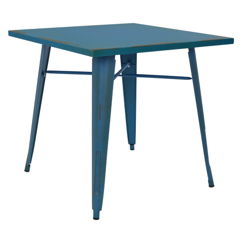 Mese - Dining Table Metallic in blue patina color HM0608.88 80X80X76