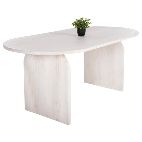 Interior - DINING TABLE OVAL HONKY HM9690 SOLID MANGO WOOD IN WHITE 180,5x90,5x76Hcm.