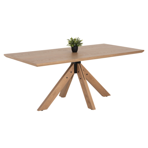 Mese - DINING TABLE PAOLO HM9853 MDF WITH MANCHURIAN WOOD VENEER-SOLID RUBBERWOOD LEGS-OAK COLOR 180x90x75Hcm.