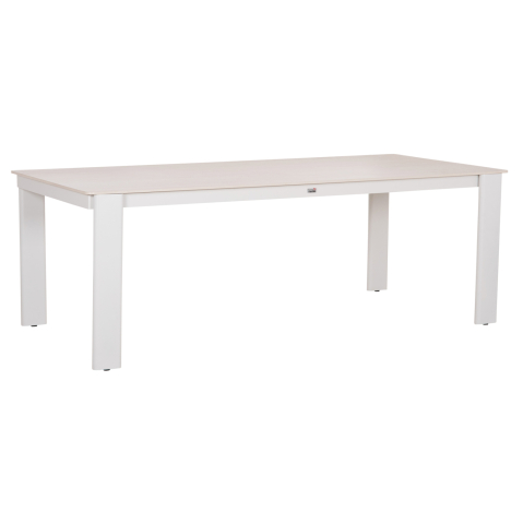 Mese - DINING TABLE PUNDER HM6483.02 ALUMINUM IN CREAM WHITE--SINTERED STONE TOP 220x100x76Hcm.