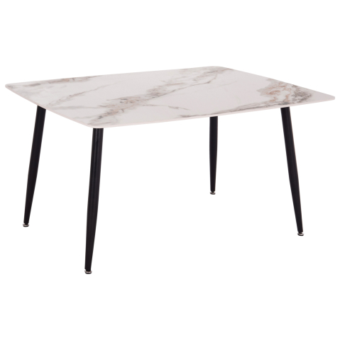 Interior - DINING TABLE RAVEN HM18149.04 CERAMIC TOP IN WHITE/BROWN MARBLE LOOK 140x80x74Hcm.