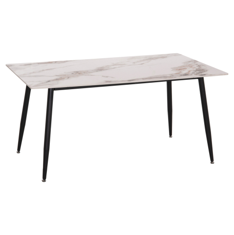 Interior - DINING TABLE RAVEN HM18150.04 CERAMIC TOP IN WHITE/BROWN MARBLE LOOK 160x80x74Hcm.