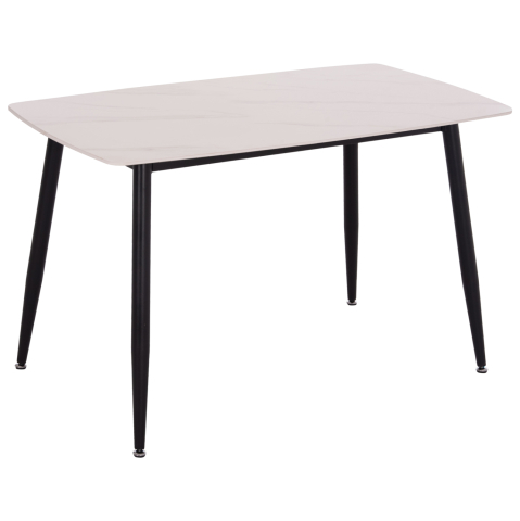 Mese - DINING TABLE RAVEN HM9854.01 CERAMIC TOP IN MATTE WHITE MARBLE-BLACK METAL LEGS 117,5x67,5x76Hcm.