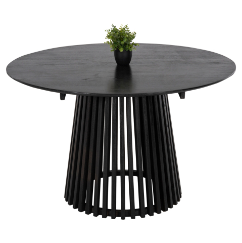 Mese - DINING TABLE ROUND FRANTZ HM9388.12 SOLID MINDI WOOD IN BLACK Φ120X76,5Hcm.