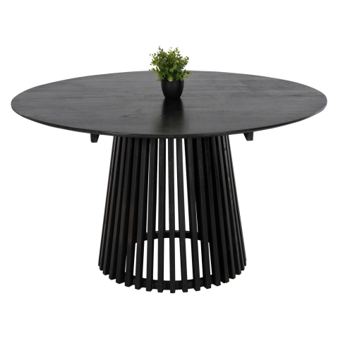 Interior - DINING TABLE ROUND FRANTZ HM9457.12 SOLID MINDI WOOD IN BLACK Φ150x75Hcm.