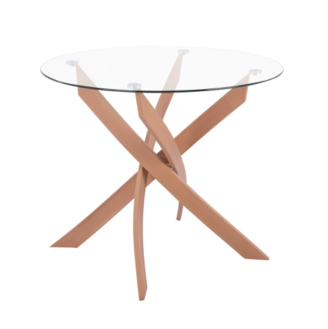 Mese - DINING TABLE ROUND JAFARU HM8499.12 METAL LEGS IN NATURAL WOOD COLOR Φ90x75Hcm.