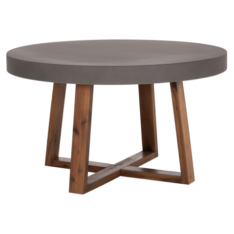 Mese - DINING TABLE ROUND MAEVE HM6574.01 GREY FIBER CEMENT--ACACIA WOOD Φ130x74Hcm.