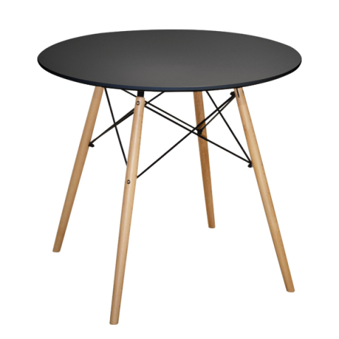 Mese - DINING TABLE ROUND MINIMAL HM0059.02 MDF IN BLACK COLOR-BEECH WOOD LEGS IN NATURAL Φ80Χ72Hcm.