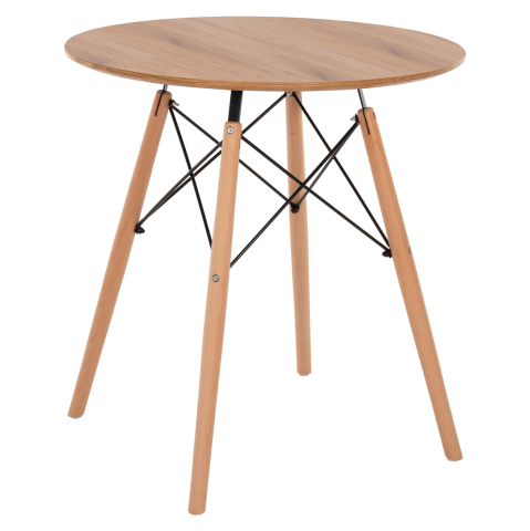 Interior - DINING TABLE ROUND MINIMAL HM0059.04 MDF IN NATURAL COLOR-BEECH WOOD LEGS IN NATURAL Φ80Χ72Hcm.