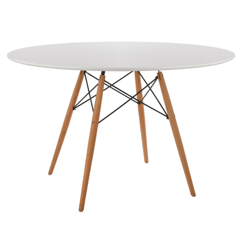 Mese - DINING TABLE ROUND MINIMAL HM8454.01 MDF IN WHITE COLOR-BEECH WOOD LEGS IN NATURAL Φ120Χ75Hcm.