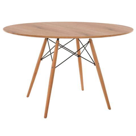 Interior - DINING TABLE ROUND MINIMAL HM8454.04 MDF IN NATURAL COLOR-BEECH WOOD LEGS IN NATURAL Φ120Χ75Hcm.