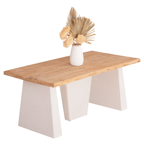 Mese - DINING TABLE SERIES SANTORINI HM18042 FIR WOOD TABLETOP-MDF LEGS IN OFF WHITE 180x90x75Hcm.