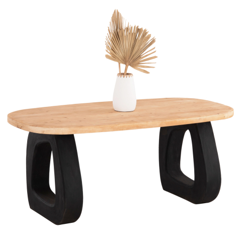Mese - DINING TABLE SERIES SANTORINI HM18065 FIR WOOD TABLETOP-POLYRESIN LEGS IN BLACK 180x90x76Hcm.