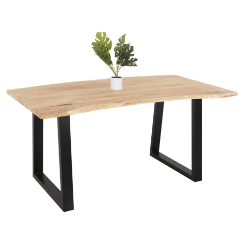 Mese - DINING TABLE SOFIA SLIM HM8500.21 SOLID ACACIA WITH BLACK METAL LEGS 160X92X78Hcm