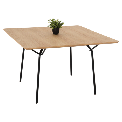 Mese - DINING TABLE SQUARE TRENK HM9614.01 MDF WITH OAK VENEER IN NATURAL-BLACK METAL LEGS 120x120x75Hcm.